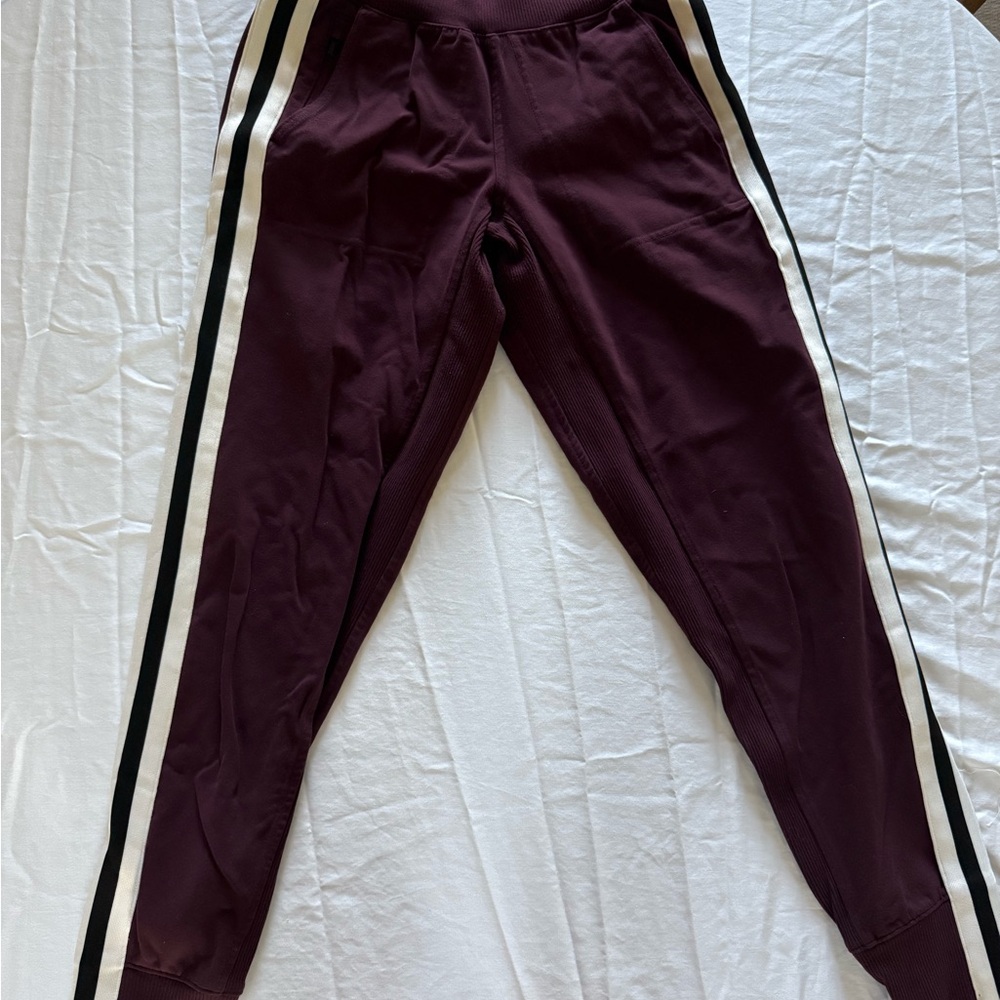 Athleta Maroon Track Joggers with Side Stripes size XXS